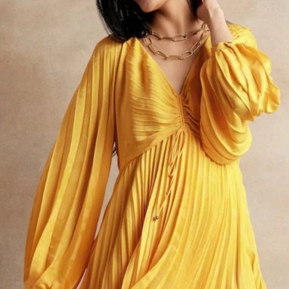 Banana Republic Dresses & Skirts - Banana Republic Yellow Pleated Mini Dress